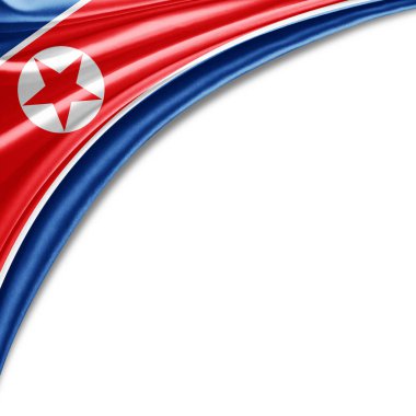 Kuzey Kore bayrağı kopya alanı metni üzerinde beyaz arka plan - 3d çizim ile   