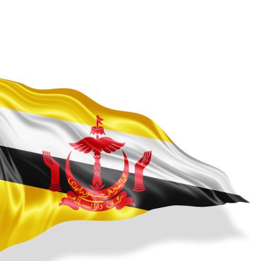Brunei bayrağı kopya alanı metni üzerinde beyaz arka plan - 3d çizim ile    