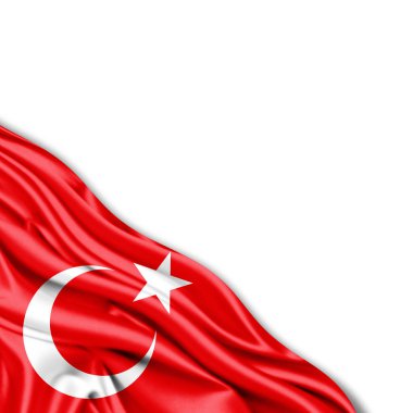 Metni beyaz arka plan - 3d çizim üzerinde kopya alanı ile Türkiye'nin bayrak    