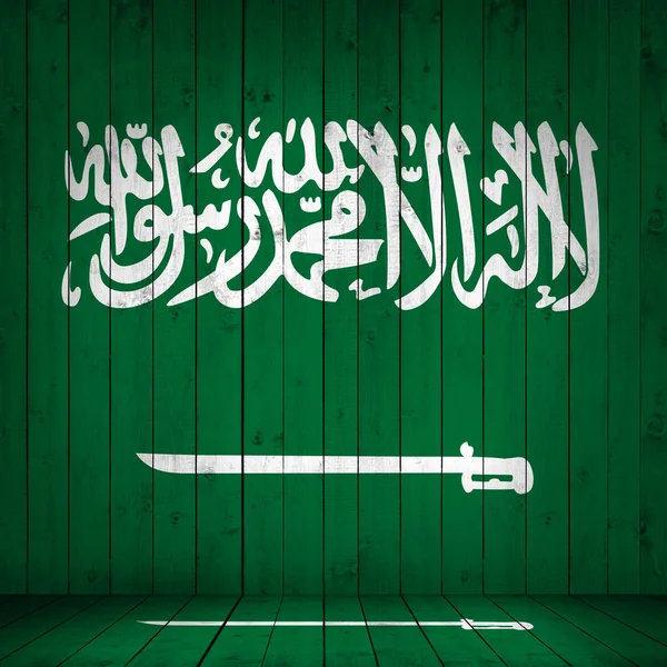 Arábia Saudita Bandeira Fundo Madeira Ilustração — Fotografia de Stock