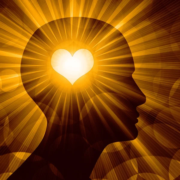 Human Head Heart Sun Background — Stock Photo, Image
