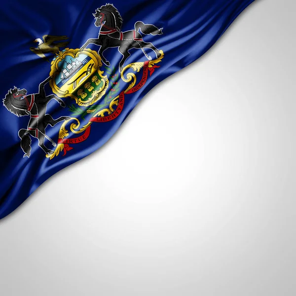 Pennsylvania Flag Silk Copy Space Your Text Images White Background — Stock Photo, Image