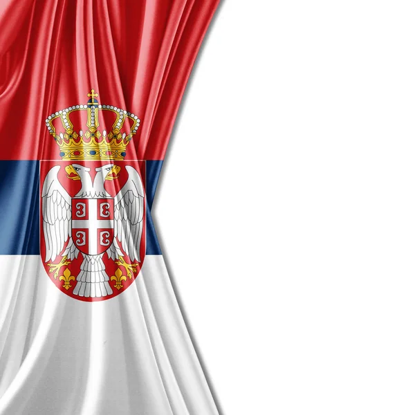 Sırbistan Bayrağı Ile Kopya Alanı Metin Çizim Için — Stok fotoğraf