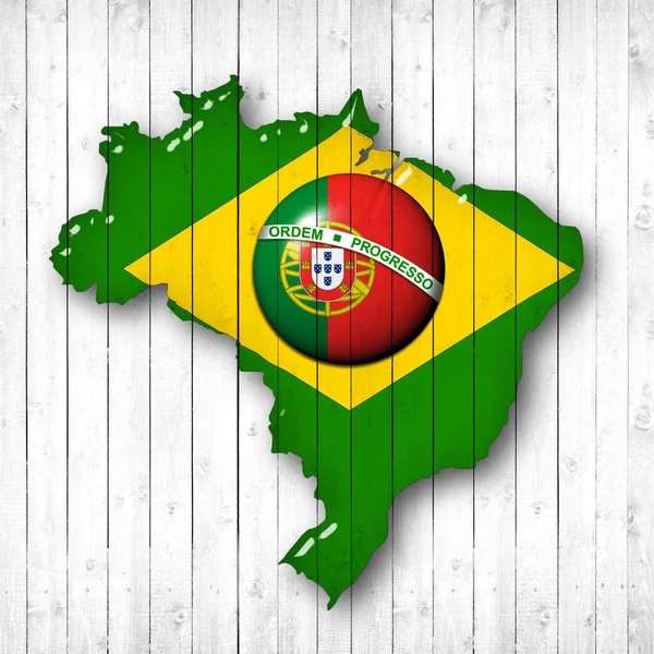 Brazil Portugal Flags Map Copy Space Your Text Images — Stock Photo, Image