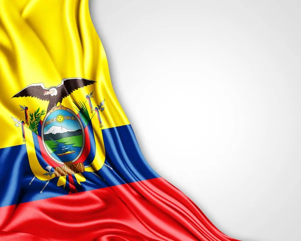 Másol Szöveg Fehér Háttér Ábrán Helyet Ecuador Zászlaja — Stock Fotó