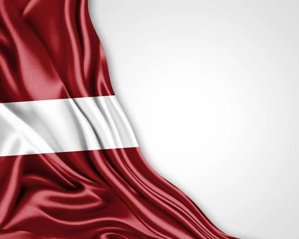 Letonya Bayrağı Kopya Alanı Metni Üzerinde Beyaz Arka Plan Çizim — Stok fotoğraf