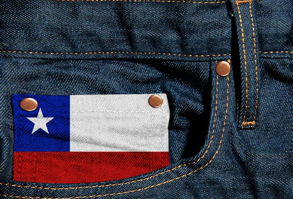Chili Vlag Jeans Achtergrond Illustratie — Stockfoto