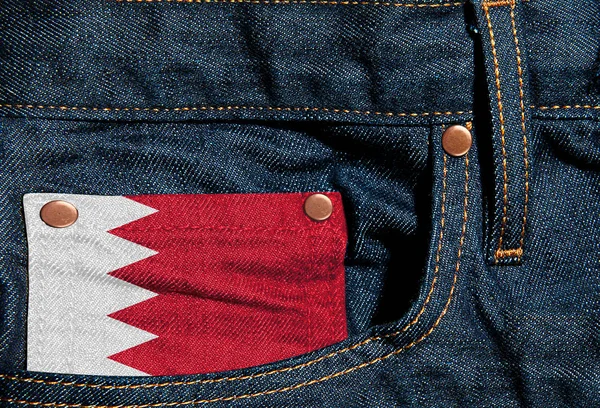 Флаг Бахрейна Фоне Джинсов Иллюстрация — стоковое фото