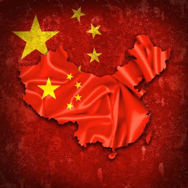 Çin Bayrakla Kopya Alanı Metin Çizim Için — Stok fotoğraf