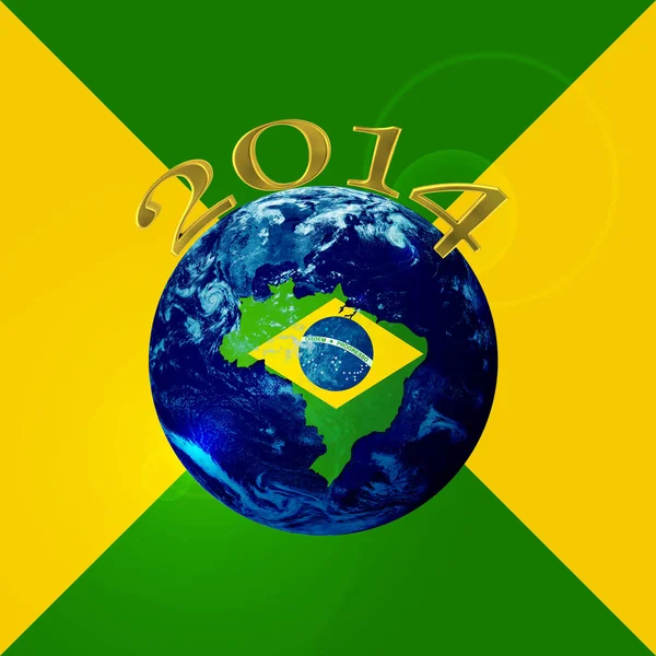 Brasilien Flagga Globen Med Kopia Utrymme För Din Text Eller — Stockfoto