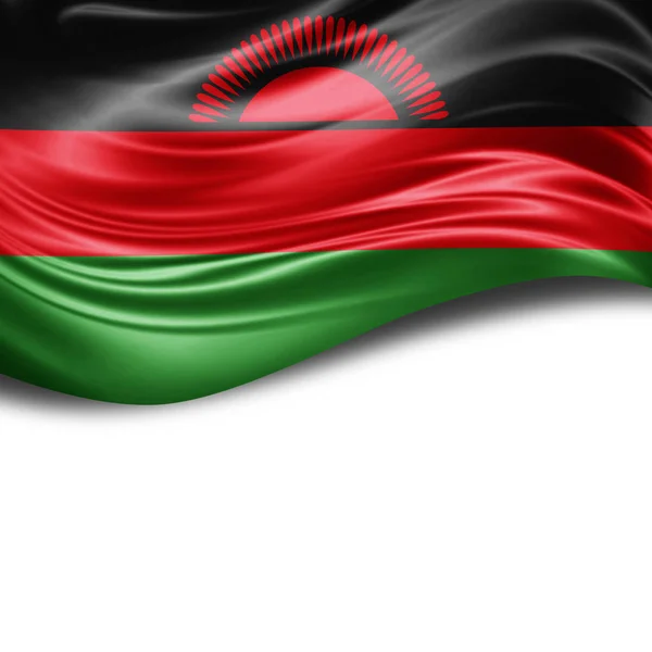 Malawis Flagg Med Kopiplass Tekst Hvit Bakgrunn Illustrasjon – stockfoto