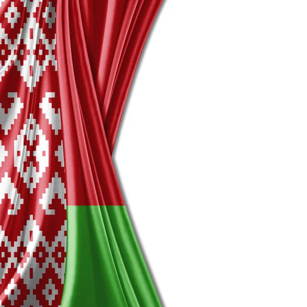 Bandera Bielorrusia Con Espacio Copia Para Texto Sobre Fondo Blanco — Foto de Stock