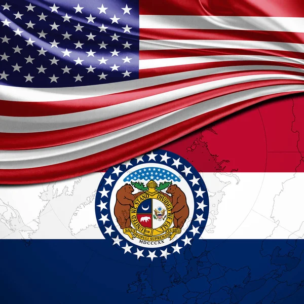ABD bayrağı ve Missouri Devlet Bayrağı arka plan