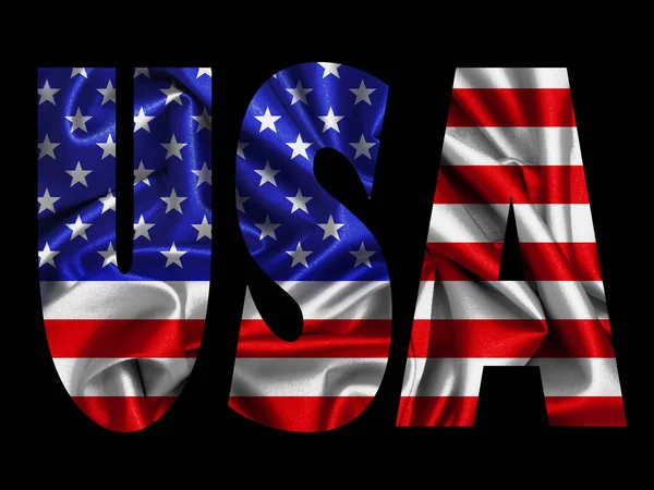 Usa Text American Flag Black Background — Stock Photo, Image