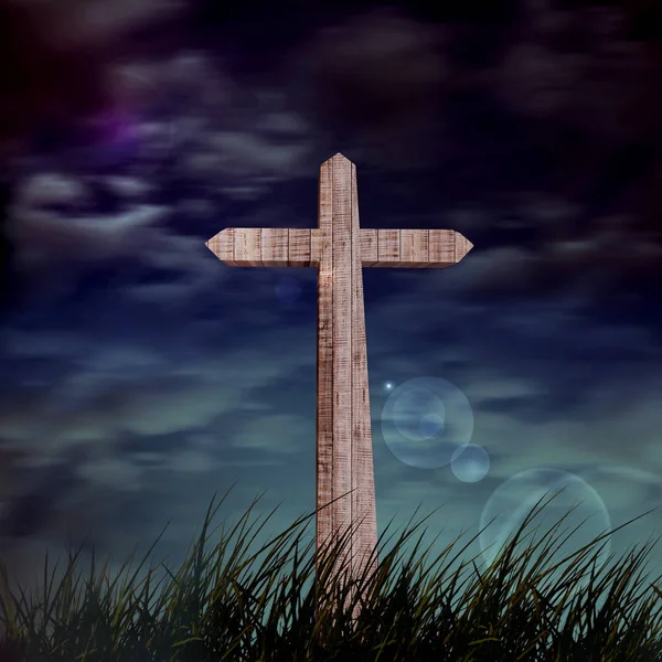 Cross Sign Grass Religious Concept — Stock Photo, Image