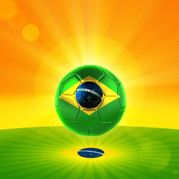 Pelota Fútbol Con Bandera Brasil Con Espacio Copia Para Texto — Foto de Stock