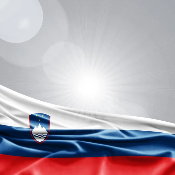 Sloveniens Flagga Med Kopia Utrymme För Din Text Illustration — Stockfoto