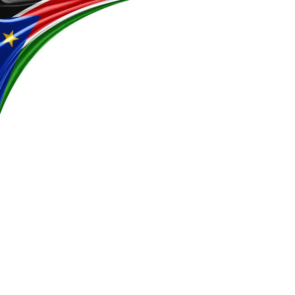 白背景 イラストにテキストのコピー スペースと南スーダンの旗 — ストック写真