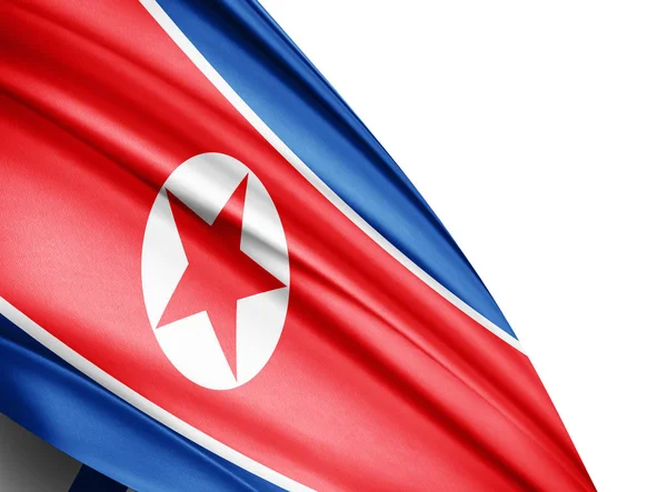 Vlag Van Noord Korea Met Kopie Ruimte Voor Tekst Witte — Stockfoto