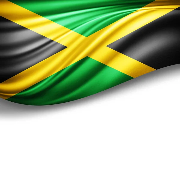 Vlag Van Jamaica Met Kopie Ruimte Voor Tekst Witte Achtergrond — Stockfoto