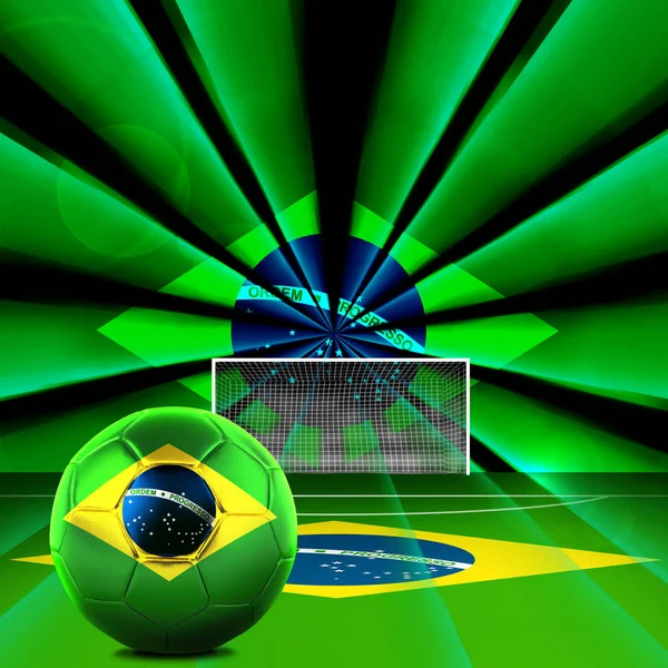 Футбольный Мяч Бразильским Флагом Абстрактный Фон — стоковое фото
