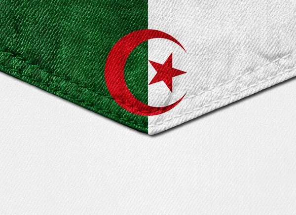 Flaga Algierii Tkaniny Miejsce Dla Tekstu Lub Obrazów Białe Tło — Zdjęcie stockowe