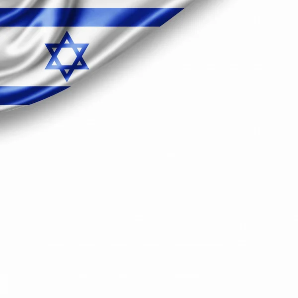 Vlag Van Israël Met Kopie Ruimte Voor Tekst Witte Achtergrond — Stockfoto