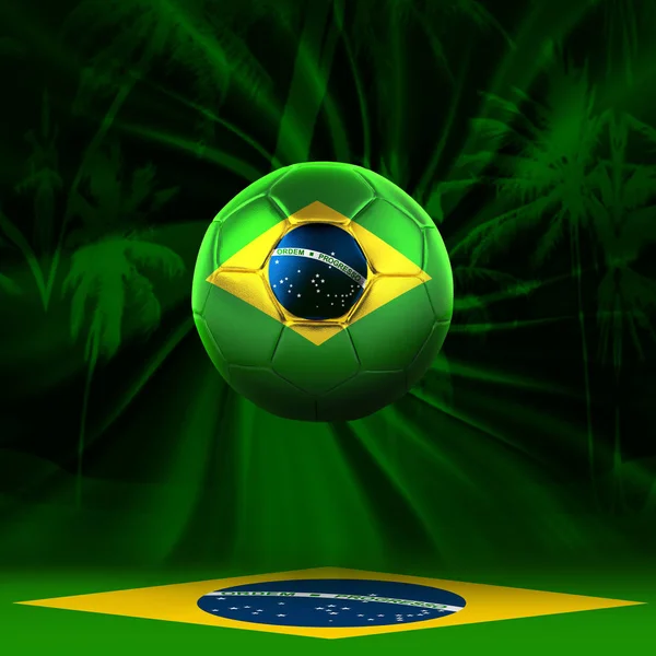 Bola Futebol Com Bandeira Brasil Com Espaço Cópia Para Seu — Fotografia de Stock