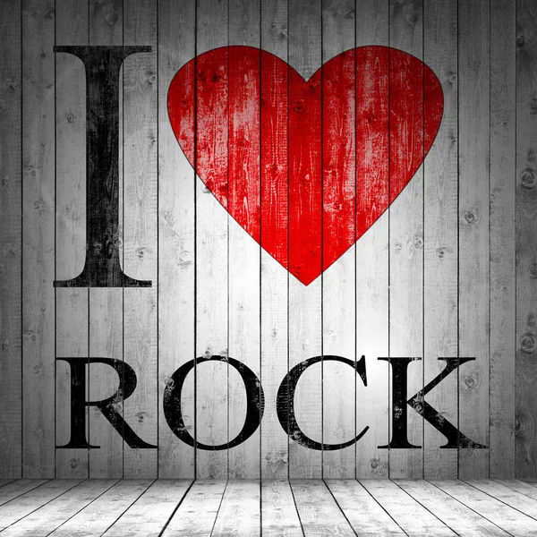 Love Rock Font Heart Texture Wood Background — стоковое фото