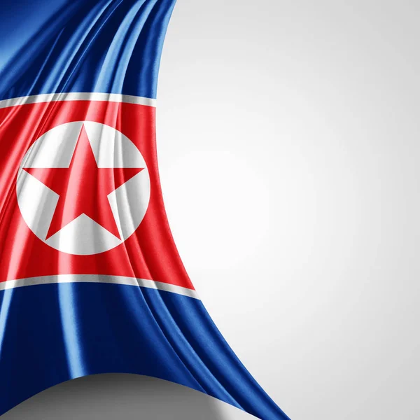 Flagge Nordkoreas Mit Kopierplatz Für Ihren Text Auf Weißem Hintergrund — Stockfoto