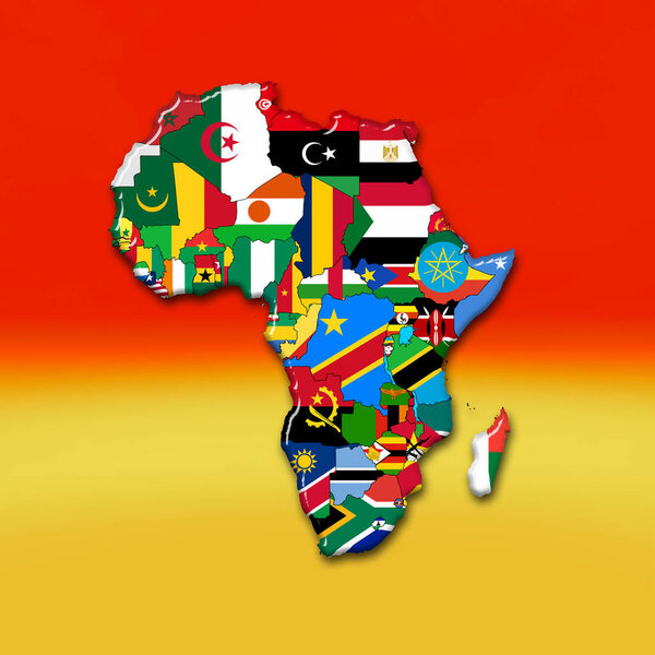 Africa continent  made of  flags, illustration 