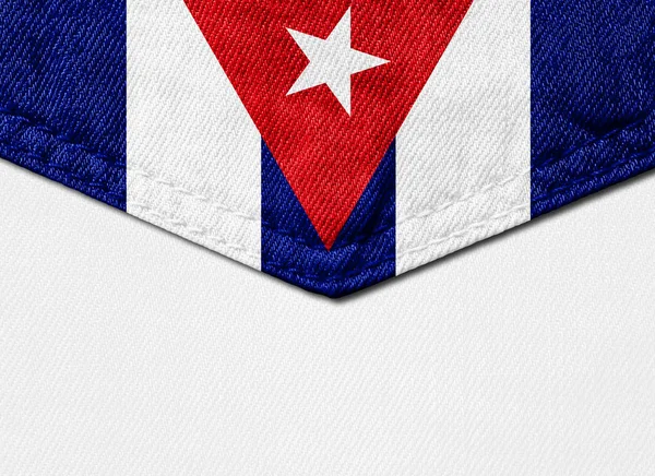 テキストまたは画像と白背景のコピー スペースとファブリックのキューバ国旗 — ストック写真