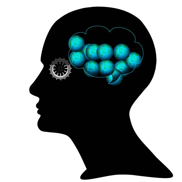 Ludzka Głowa Przekładnią Abstrakcyjny Mózg — Zdjęcie stockowe