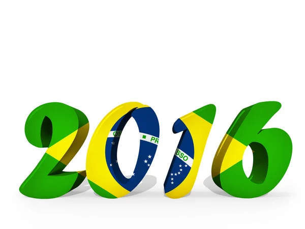 2016 Bandiera Brasile Con Spazio Copia Testo Immagini — Foto Stock