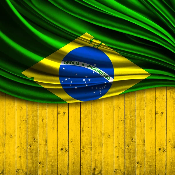 Brasilianische Flagge Aus Seide Mit Copyspace Für Ihre Texte Oder — Stockfoto