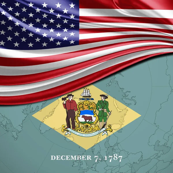 Usa Flagge Und Delaware State Flagge Hintergrund — Stockfoto