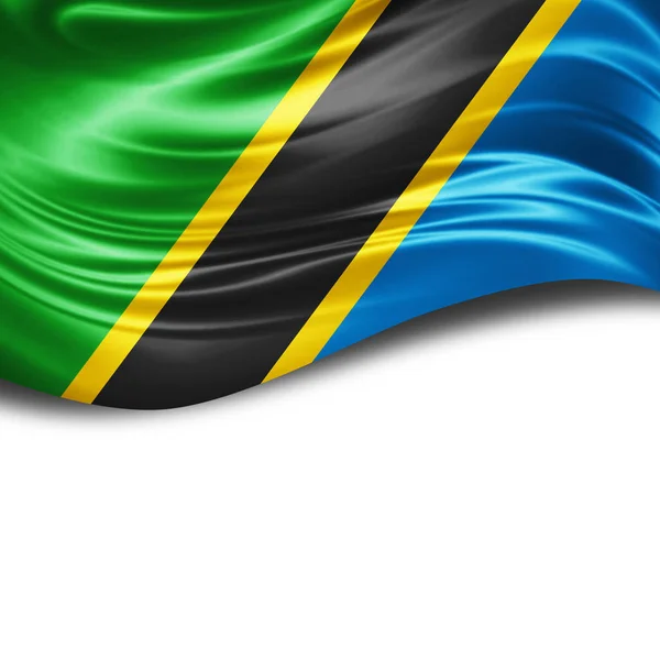 Прапор Танзанії Копію Простір Тексту Білий Фон Ілюстрація — стокове фото