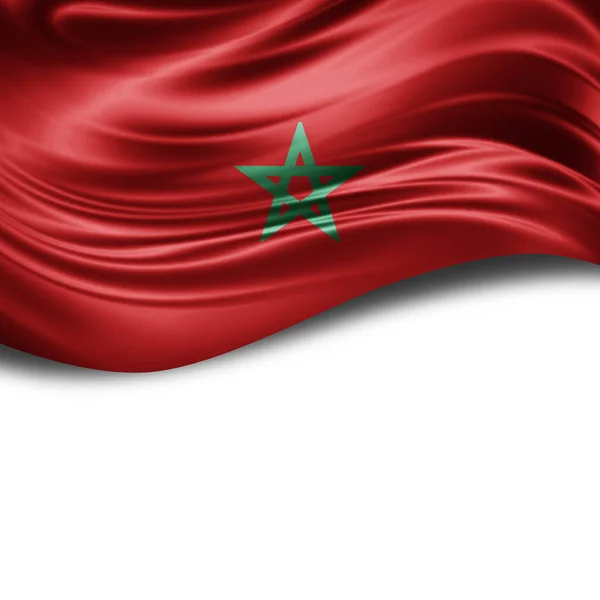 Másol Szöveg Fehér Háttér Ábrán Helyet Marokkó Zászlaja — Stock Fotó