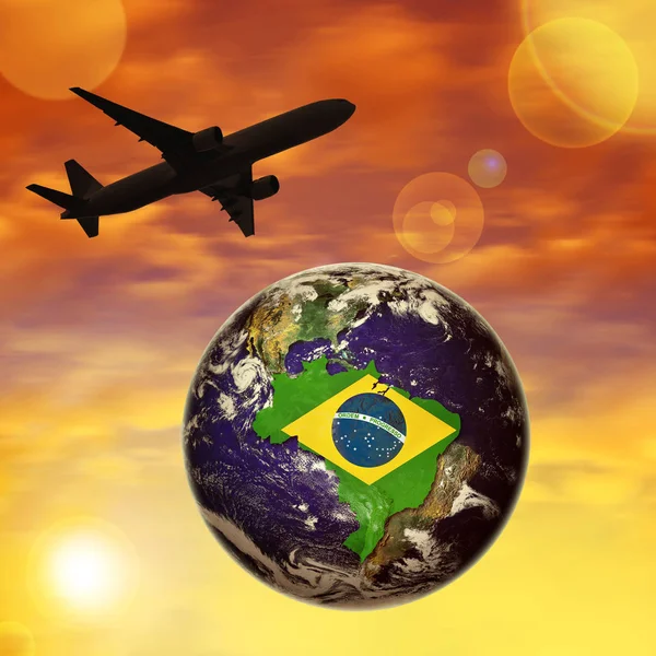 Brazília Zászló Térkép Háttér — Stock Fotó