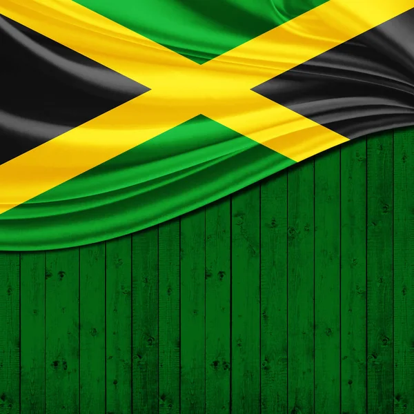 Jamaika Bayrakla Kopya Alanı Metin Çizim Için — Stok fotoğraf