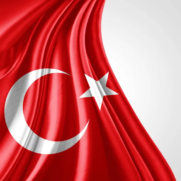 Flagge Der Türkei Mit Kopierplatz Für Ihren Text Auf Weißem — Stockfoto