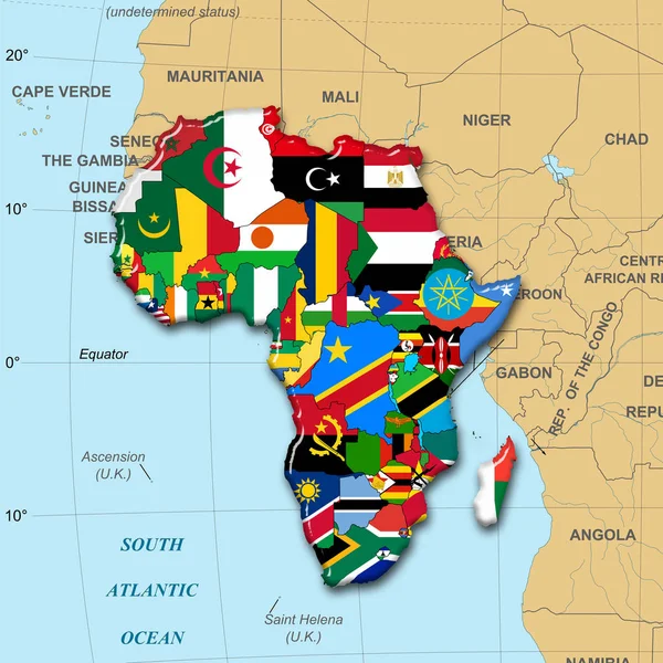 Africa Continent Made Flags Illustration — Stock Photo, Image