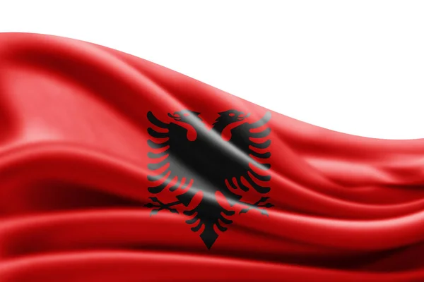 Прапор Албанії Копію Простір Тексту Білий Фон Ілюстрація — стокове фото