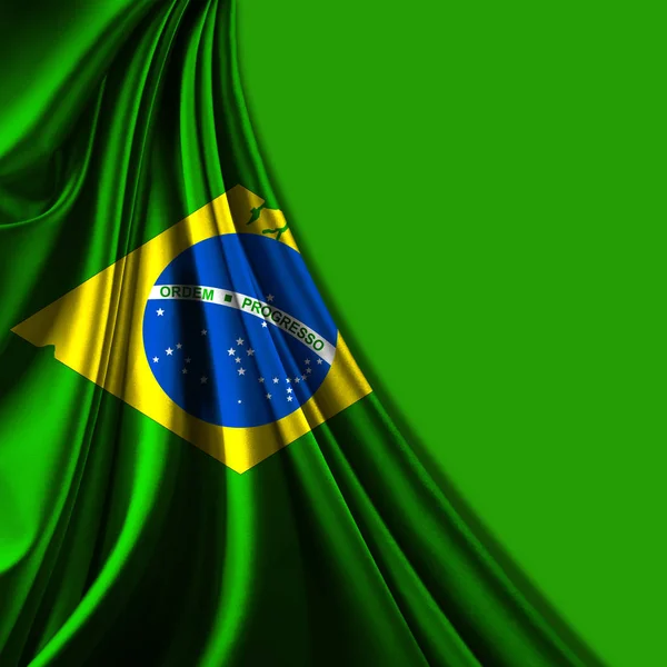 Bandera Brasil Seda Con Copyspace Para Texto Imágenes —  Fotos de Stock