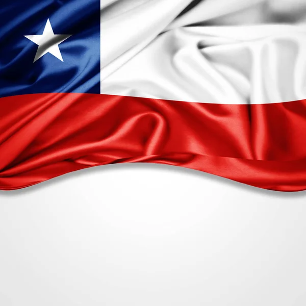 Chilská Vlajka Kopií Prostor Pro Text Bílém Pozadí Ilustrace — Stock fotografie