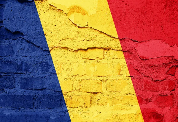 Romania Flag Painted Old Wall Texture Illustration — Stock Photo, Image