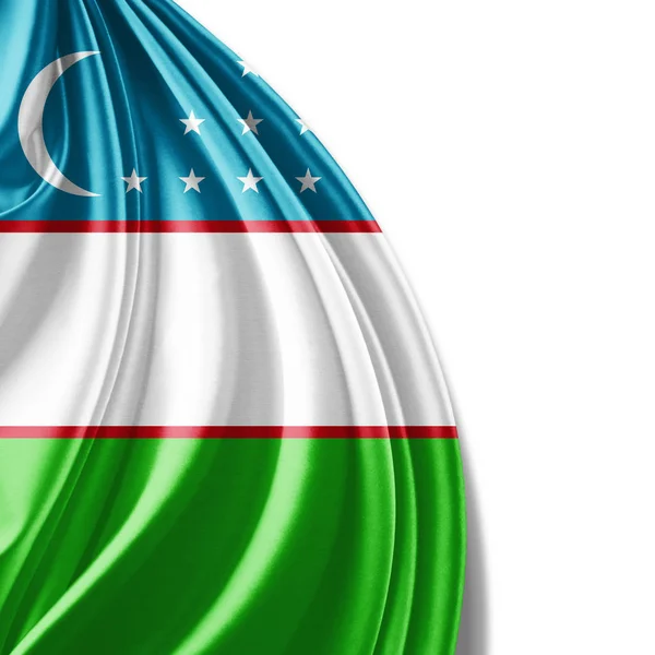 Vlag Van Oezbekistan Met Kopie Ruimte Voor Tekst Witte Achtergrond — Stockfoto