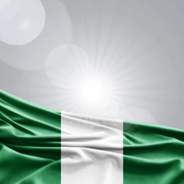 Flagga För Nigeria Med Kopia Utrymme För Din Text Illustration — Stockfoto