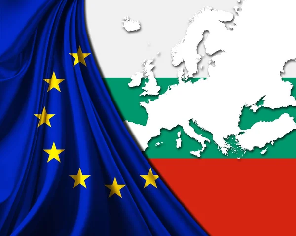 Bulgaria European Union Flag Europe Map Background — Stock Photo, Image