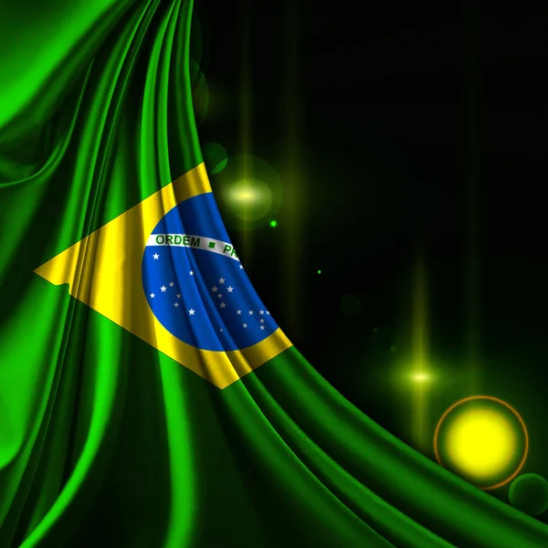 Bandera Brasil Seda Con Copyspace Para Texto Imágenes —  Fotos de Stock